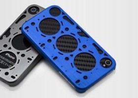 Gasket Rally Blue iPhone 4 case with Carbon Back-Skin from id America